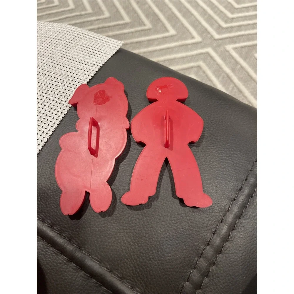 Vintage TUPPERWARE Red Plastic Cookie Cutters Lot - Pig + Man